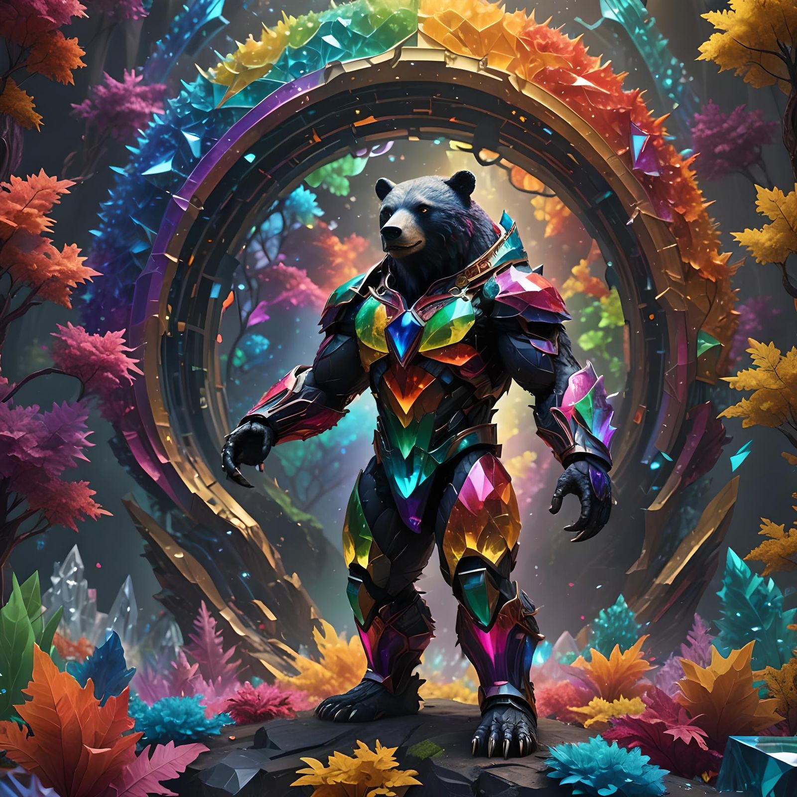 Rainbow Crystal Bearman with Fractal Art