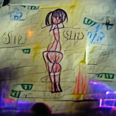 Child's Crayon Drawing of a Strip Club