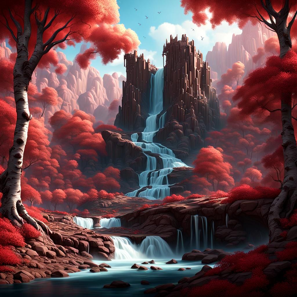 Chocolate Falls Among Peppermint Birch Trees