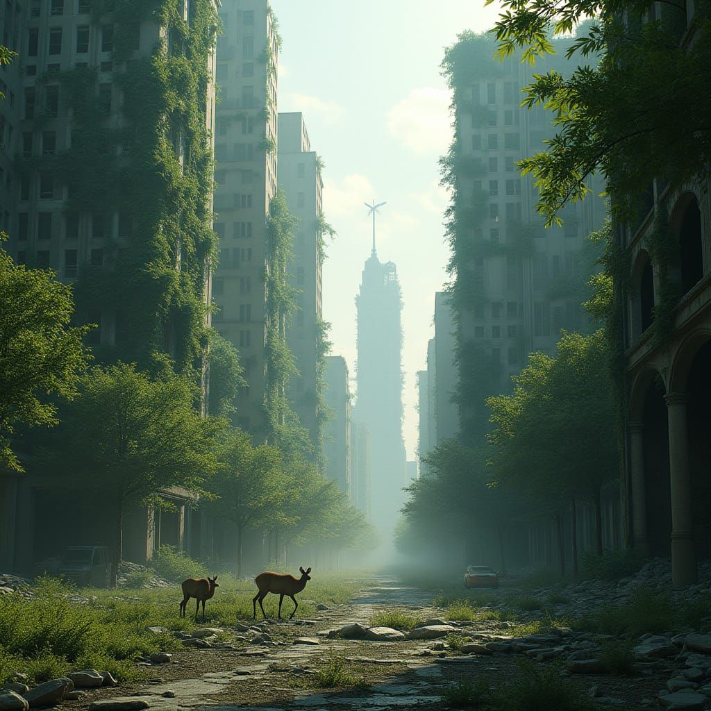 City Reclaimed by Nature: Abandoned Metropolis