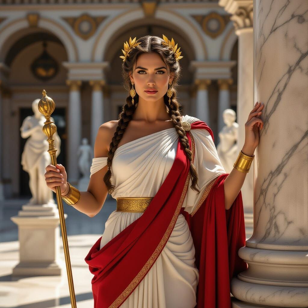Powerful Roman Empress with Golden Scepter