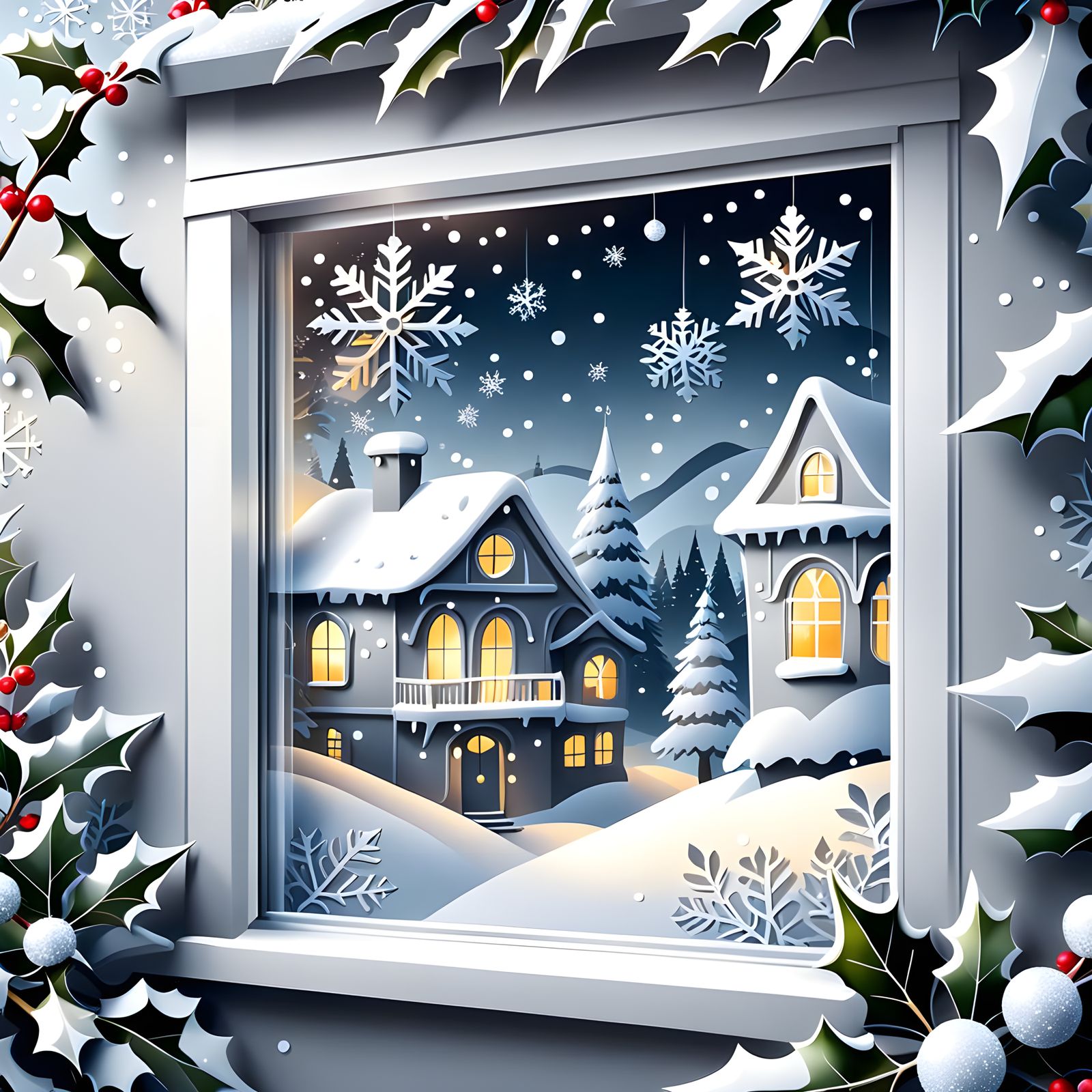 Elegant Silver and Grey Christmas Stickers