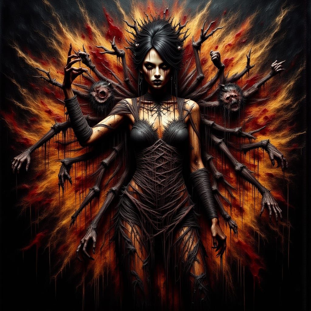 Victorian Demon Woman's Fiery Ritual Dance