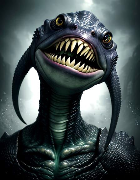 Eerie Female Bloop Eel Emerges from Murky Depths in Vivid Ma...