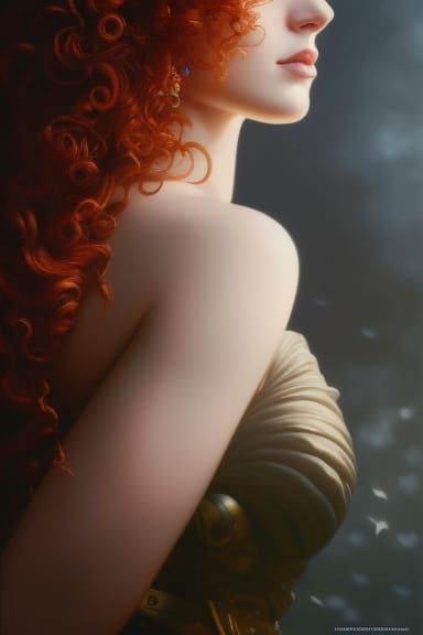 Red-Headed Goddess Portrait in Hyperrealistic Style