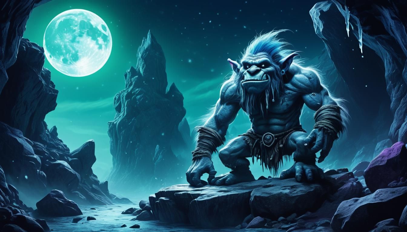 Mystical Troll Portrait in Moonscape Color Palette