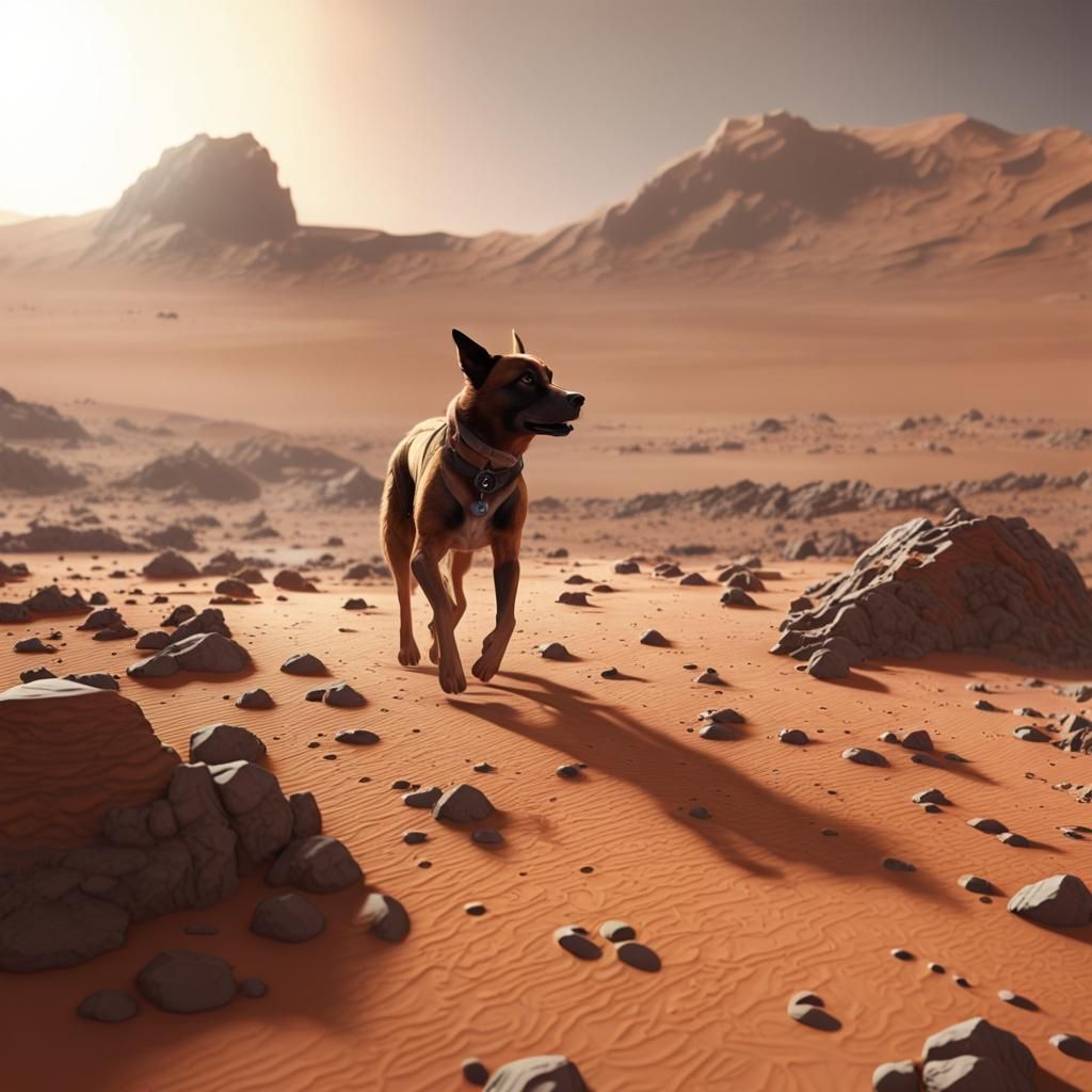 Dog Rover on Mars: 3D Rendered Exploration