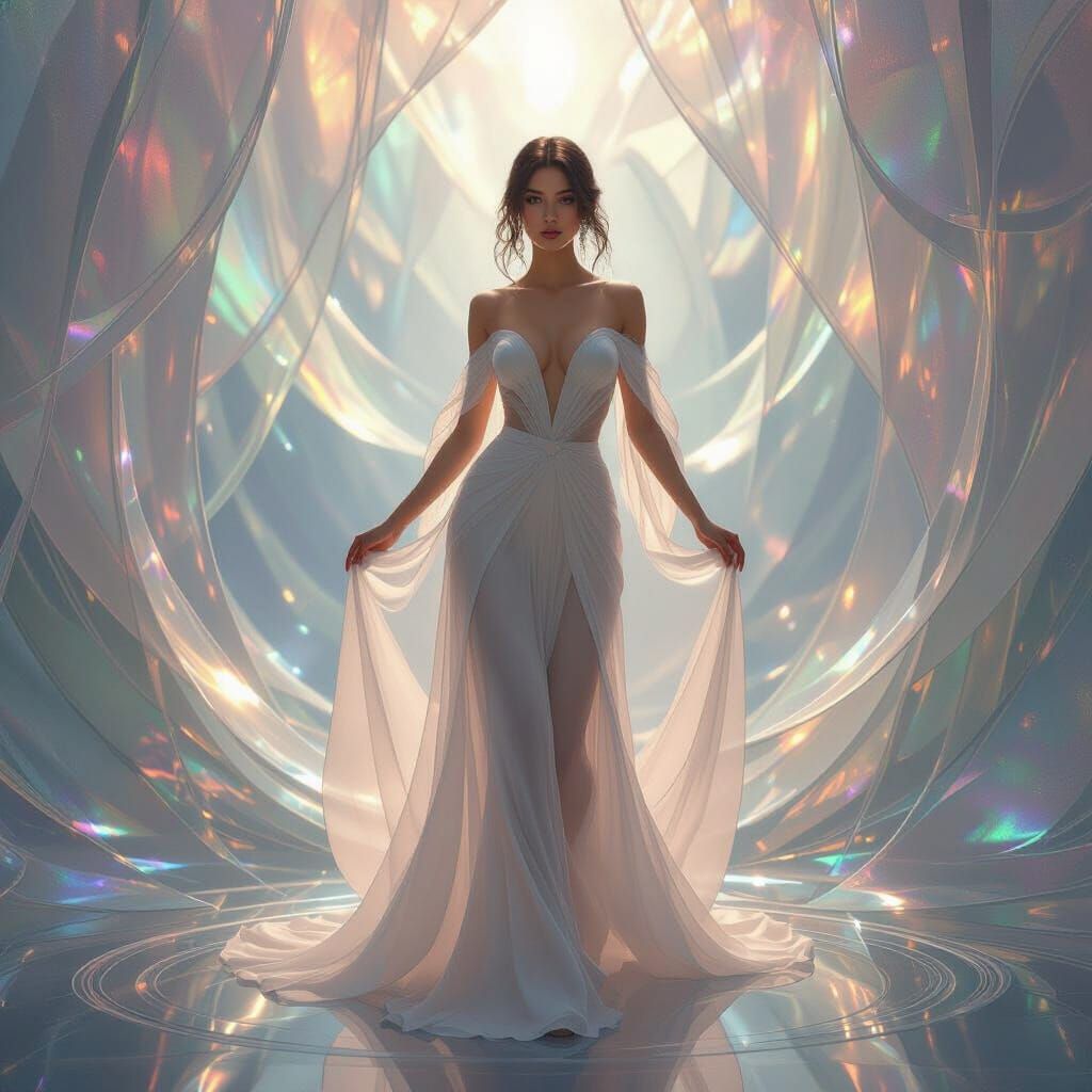 Ethereal Woman in Hyperdimensional Realm as Digital Art