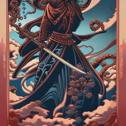 Samurai Octopus in Style of Hokusai