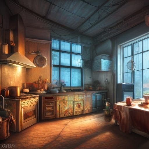 Hyperrealistic Chef's Kitchen with Warm Oven in 8K