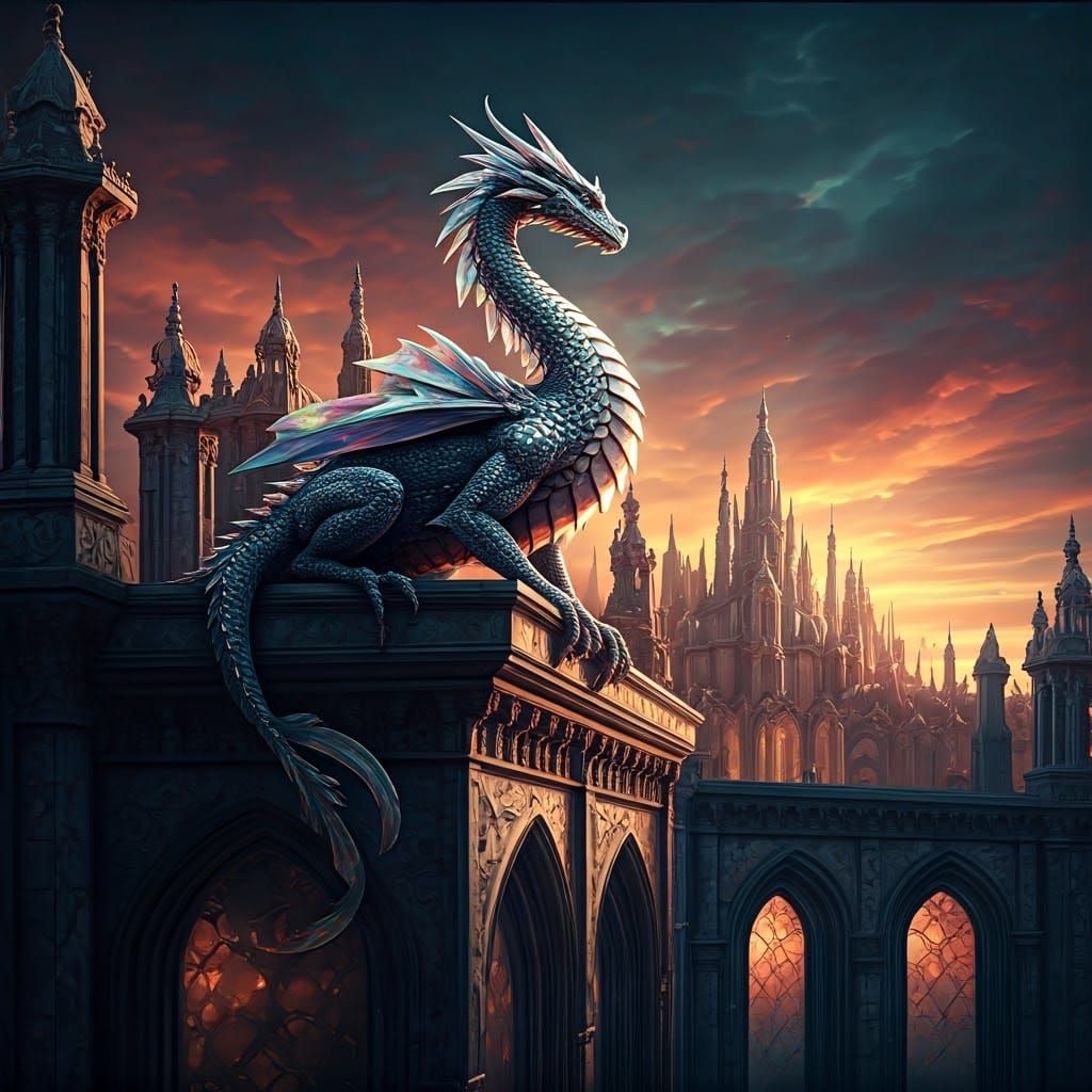 Glowing Crystal Guardian Castle