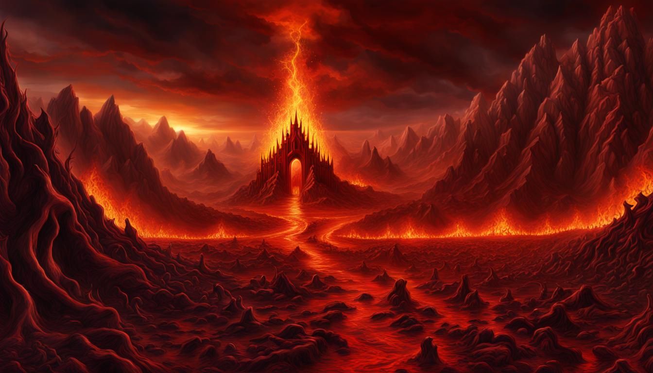 Infernal Princes in Blazing Landscape: Gothic Concept Art