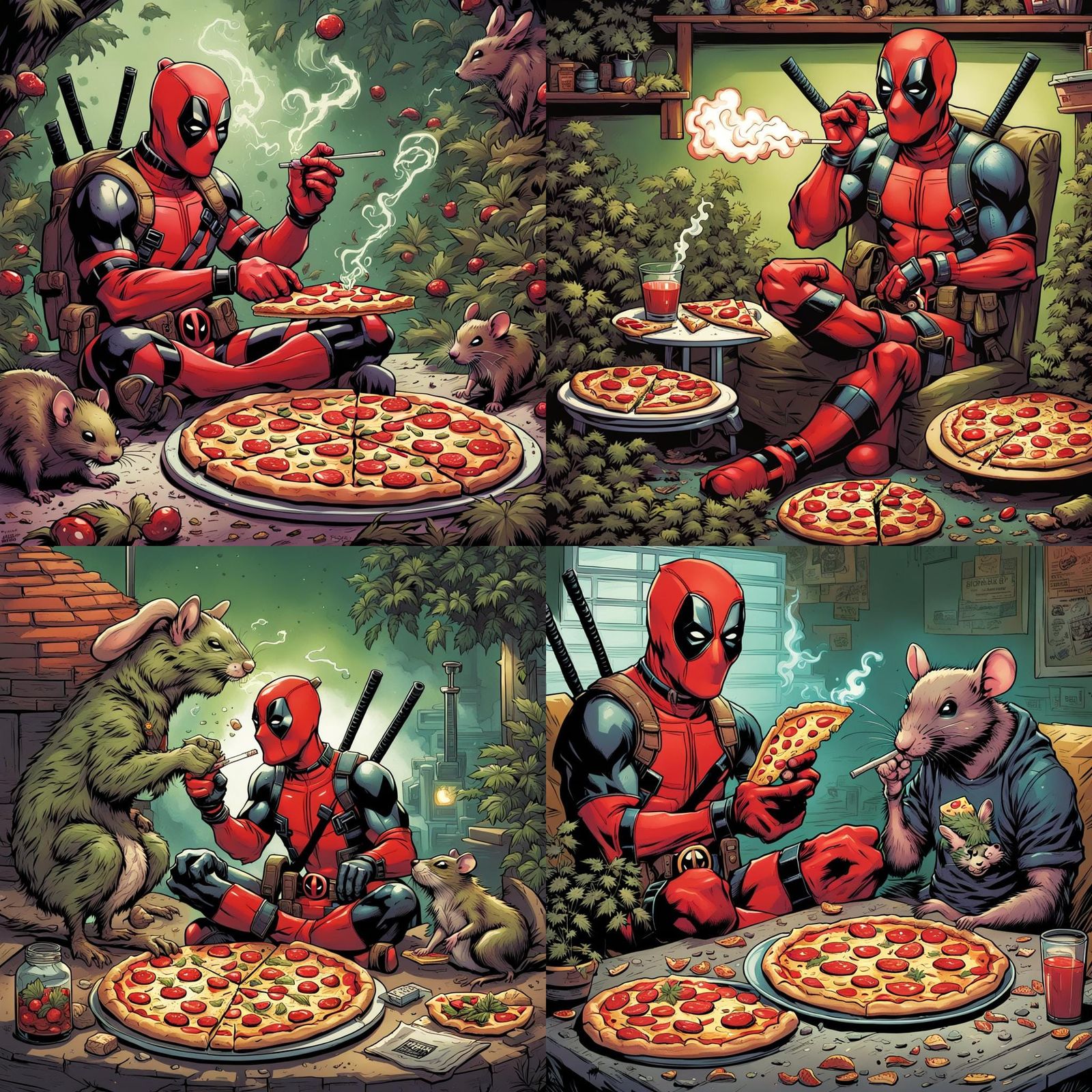 Deadpool and Pizza Rat: Comic Book Style