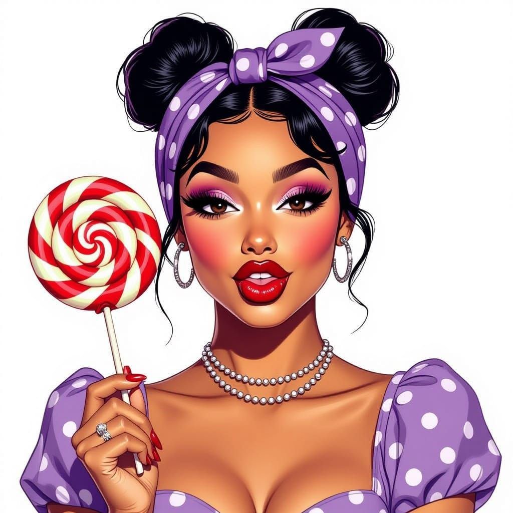 Vintage Pin-Up: Playful Woman with Lollipop