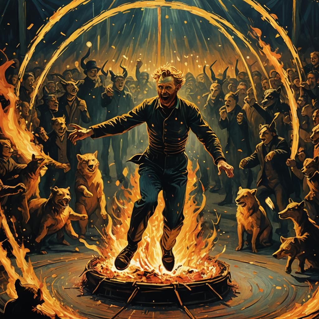 Fiery Circus Leap: a Dramatic Spectacle