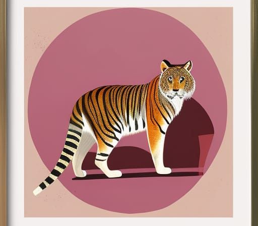 Tiger's Slumber: Watercolor Illustration in Crumbling Buildi...