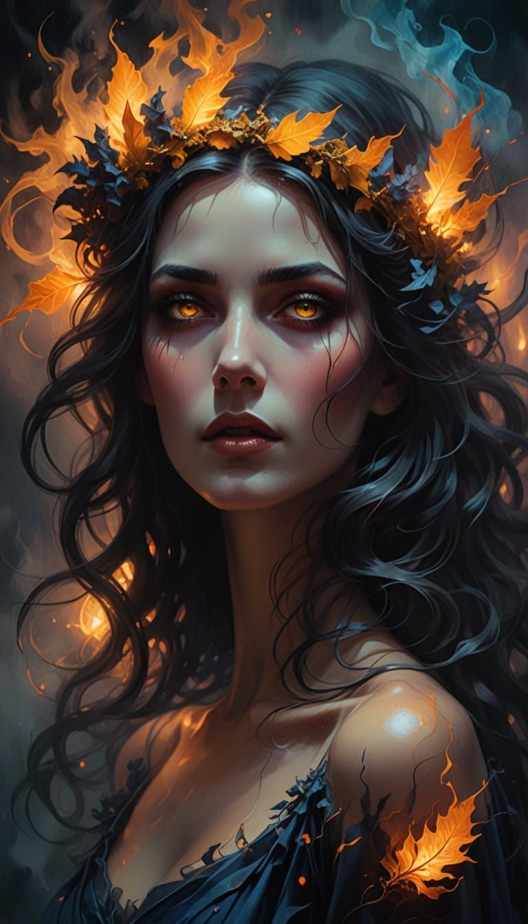 Surrealist Enchantress Transforms in Golden Dusk