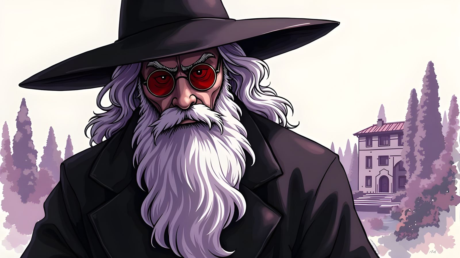 Mysterious Wizard in Shadowy Italian Villa