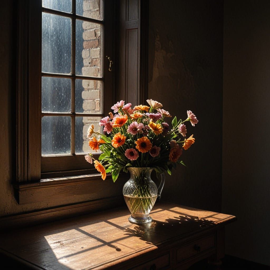 Dutch Renaissance Still Life: Flowers in Cosy Apartment