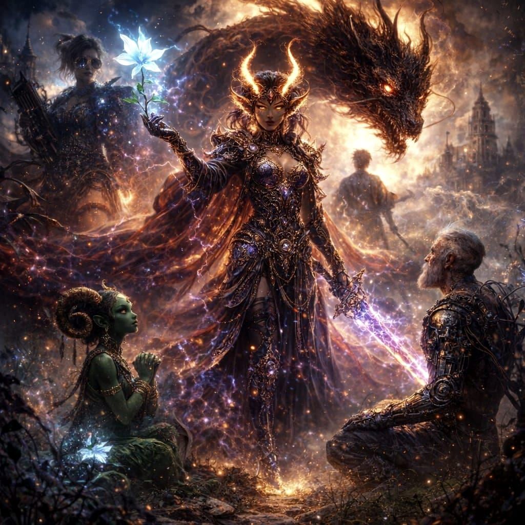 Divine Fantasy Realism: Ornate Texture & Cinematic Lighting