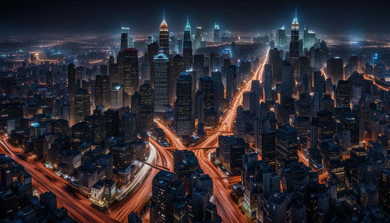 Detailed 3D Night Cityscape in Hyperrealism