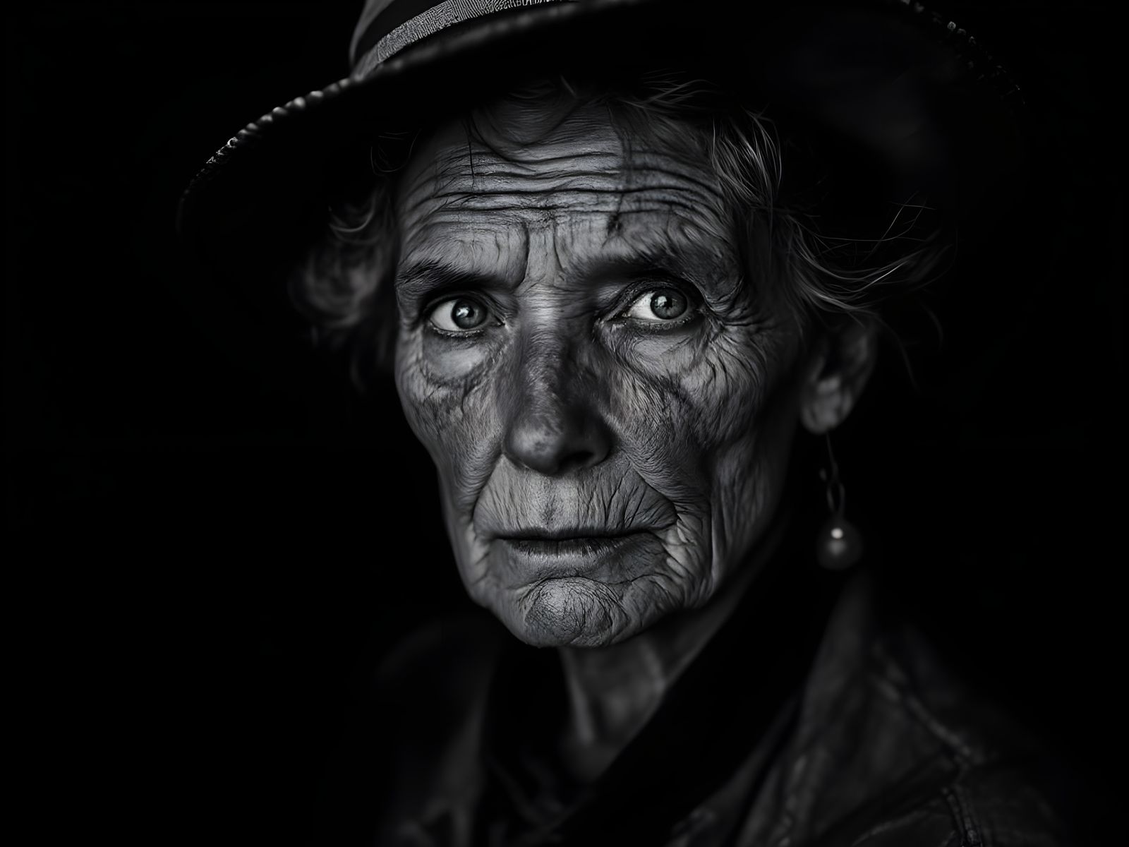 Sombre Portrait of a Dust Bowl Refugee in Monochrome