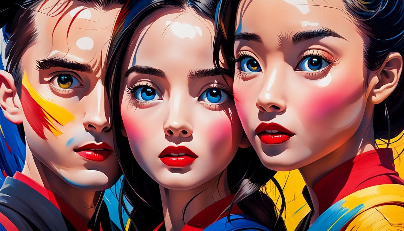 Surreal Cartoon Character Mashup in Expressionist Style