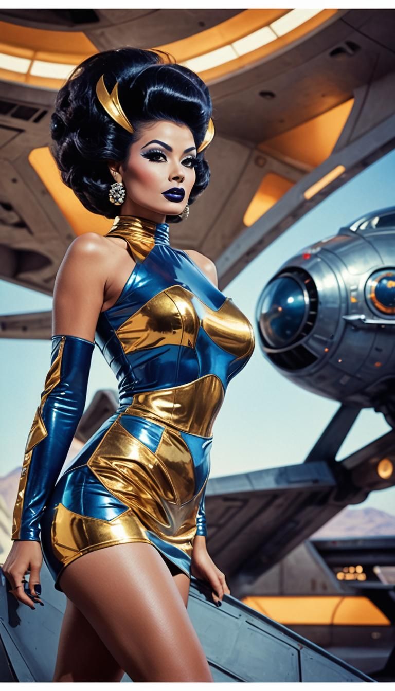 Retro Sci-Fi Pinup in Space, Professional Photography