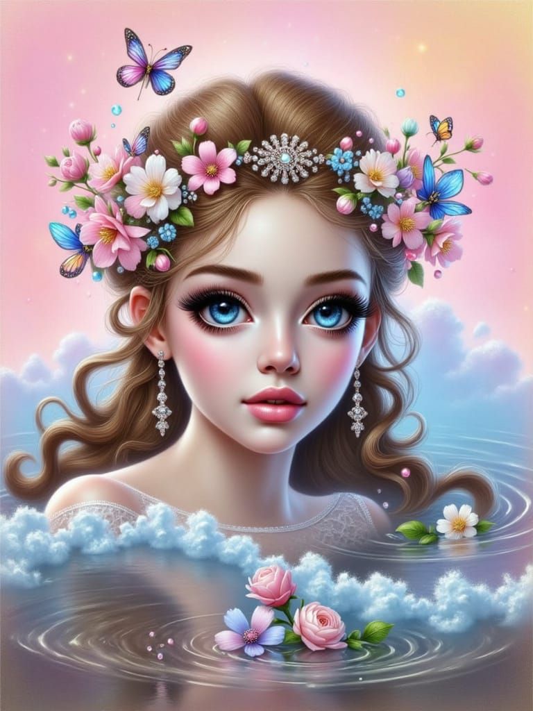 Hispanic Woman Portrait at Sunset with Floral Headdress