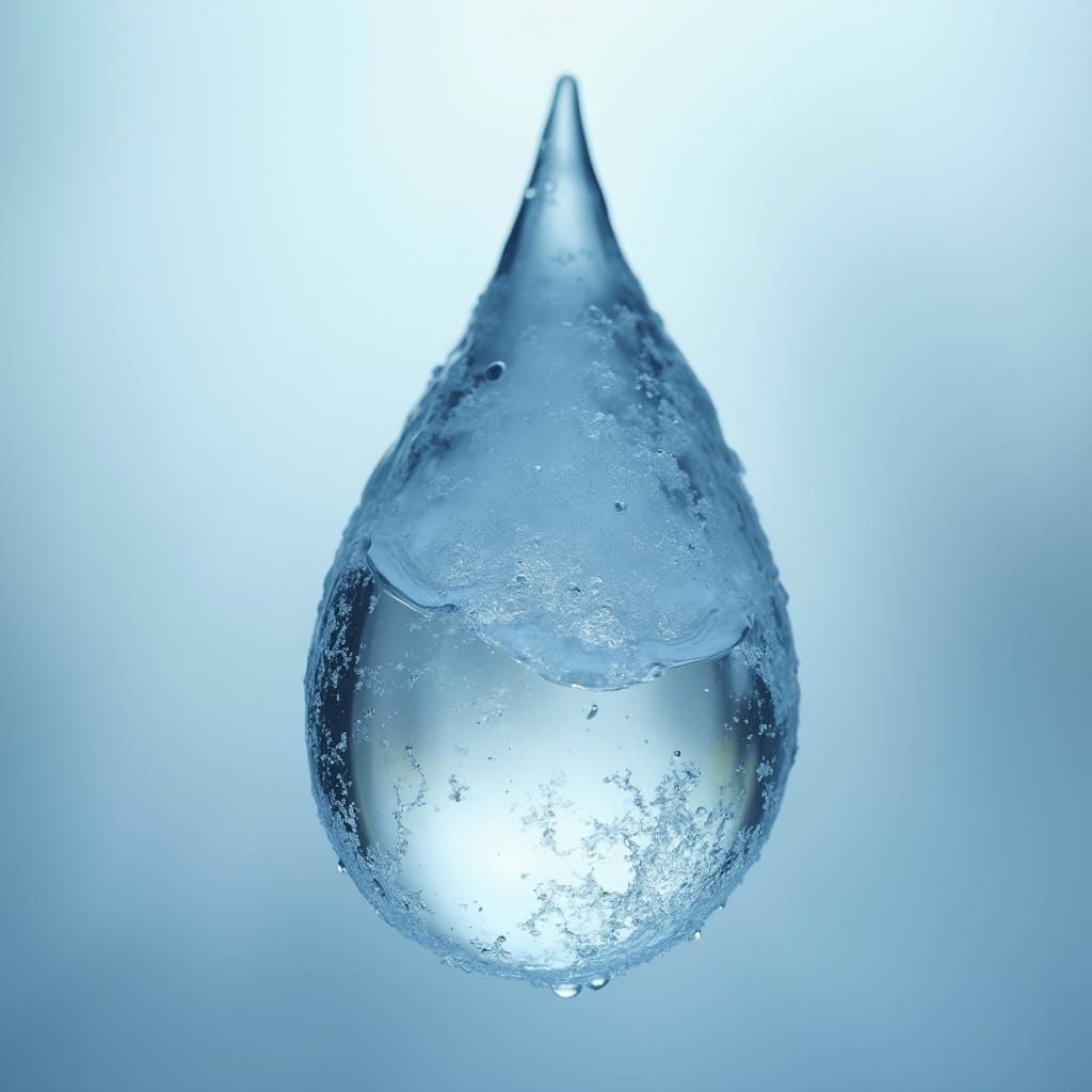 Delicate Crystal Ice Drop in Ethereal Reflection