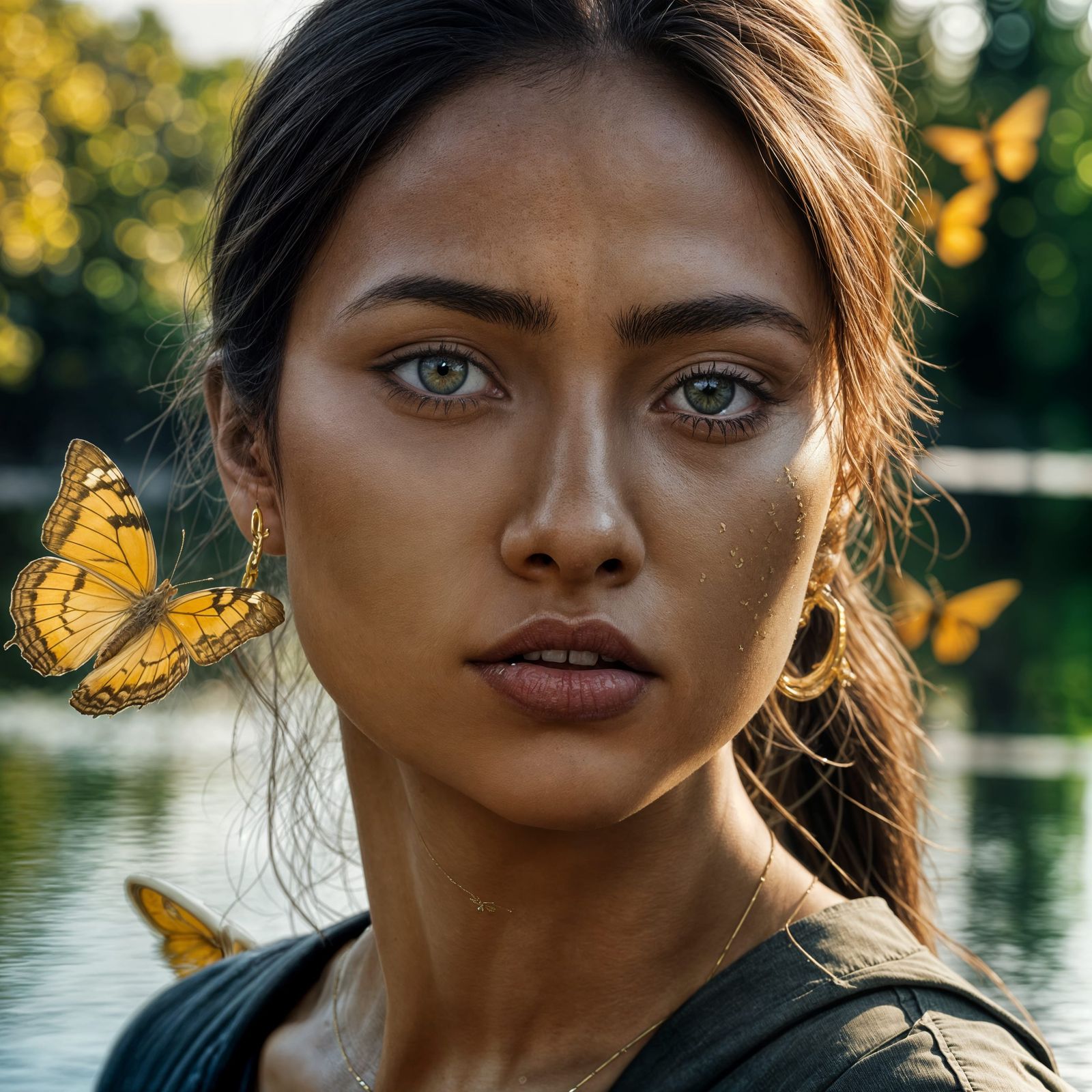 Filipina Girl Walking in Park on Sunny Day