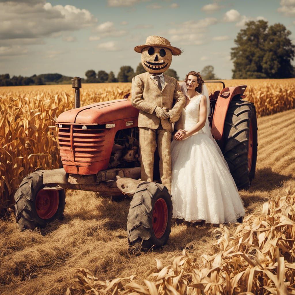 Scarecrow Wedding in Cornfield