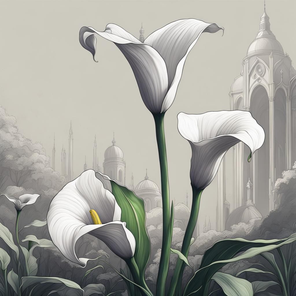 Detailed Calla Lily Matte Painting in Fantasy Style