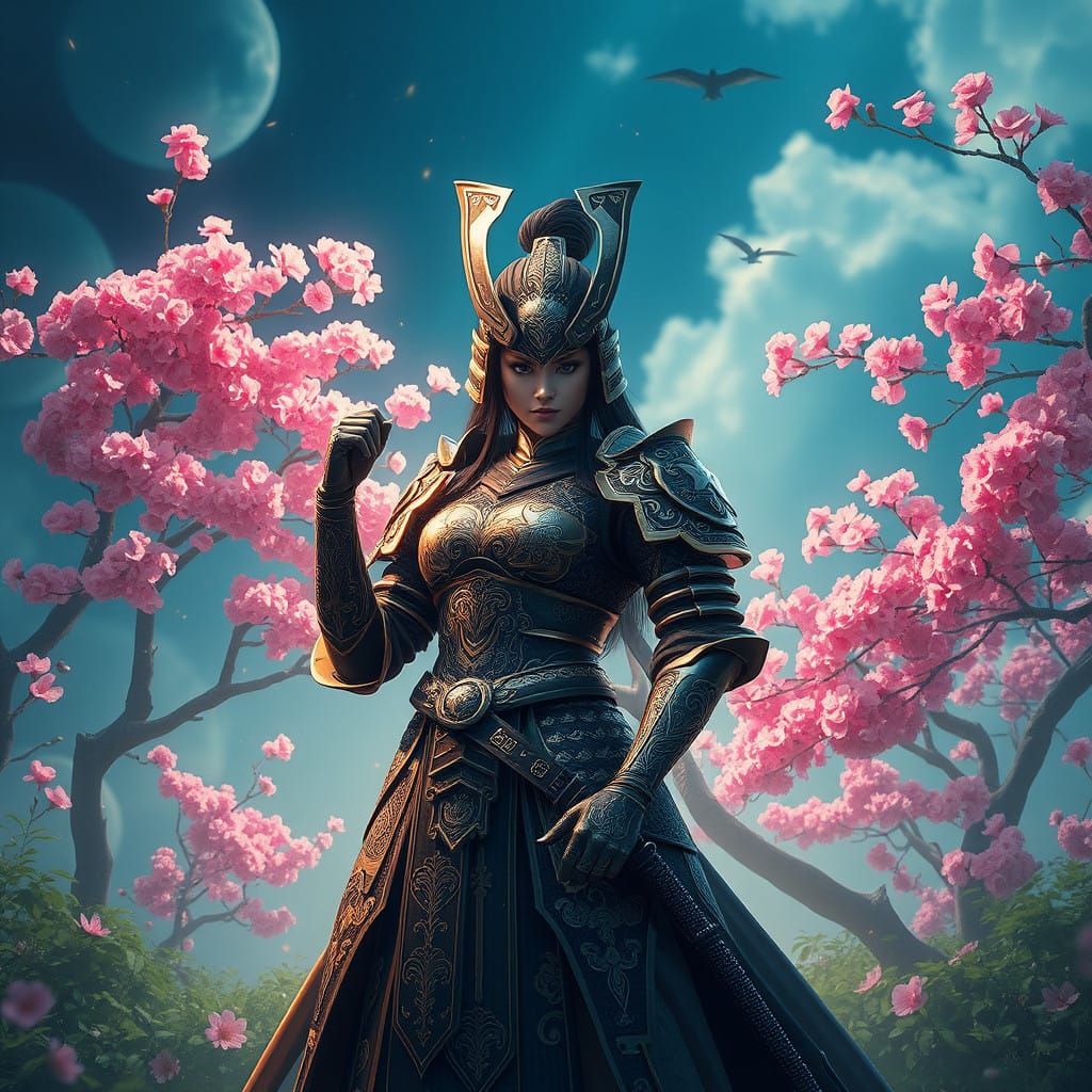 Surreal Samurai Warrior in Bloom