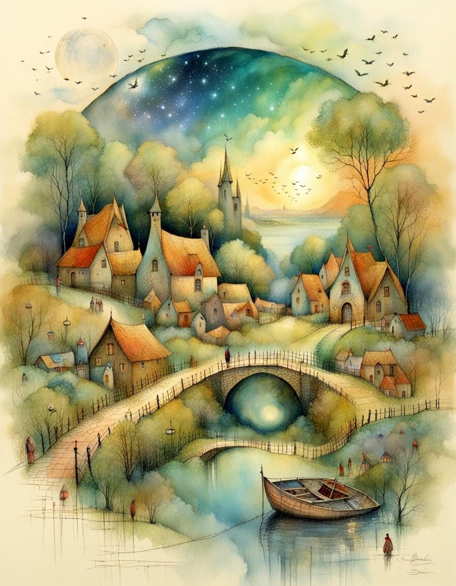 Enchanting Summer Village in a Mystical Style