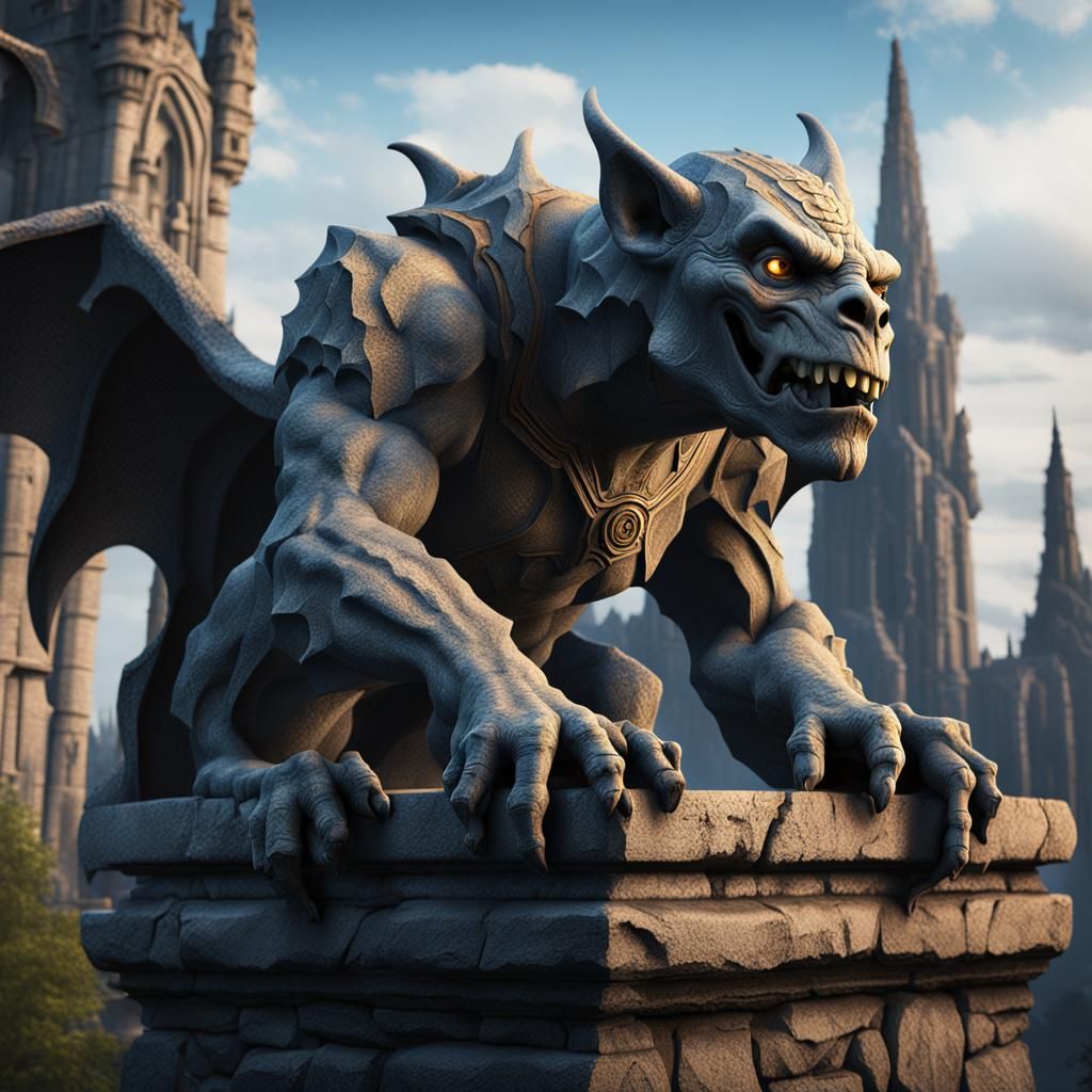 Detailed Stone Gargoyle Fantasy Concept Art