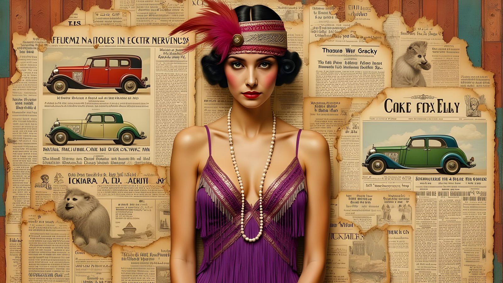 Flapper Woman in a Vibrant Art Deco Scene