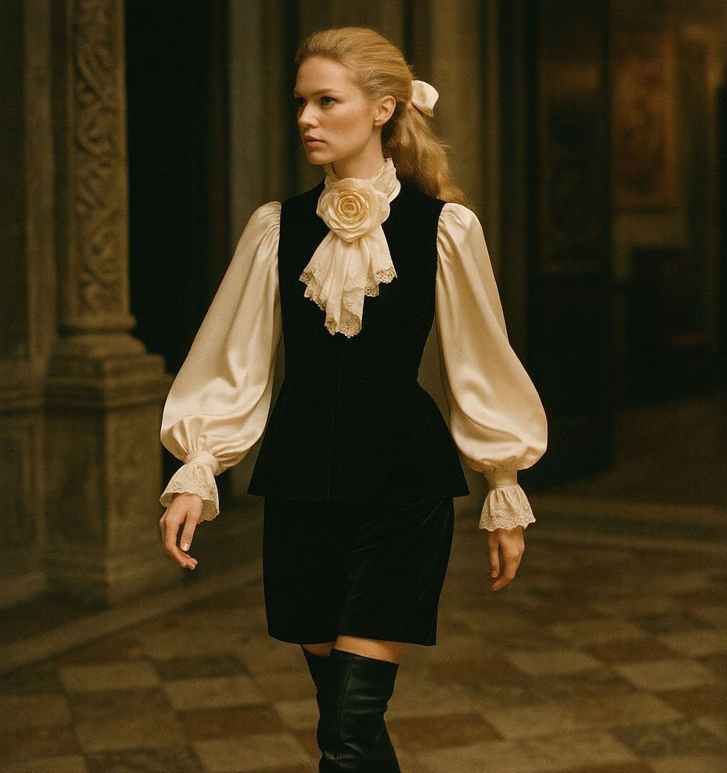 Venetian Woman in Velvet, 1970s Fashion