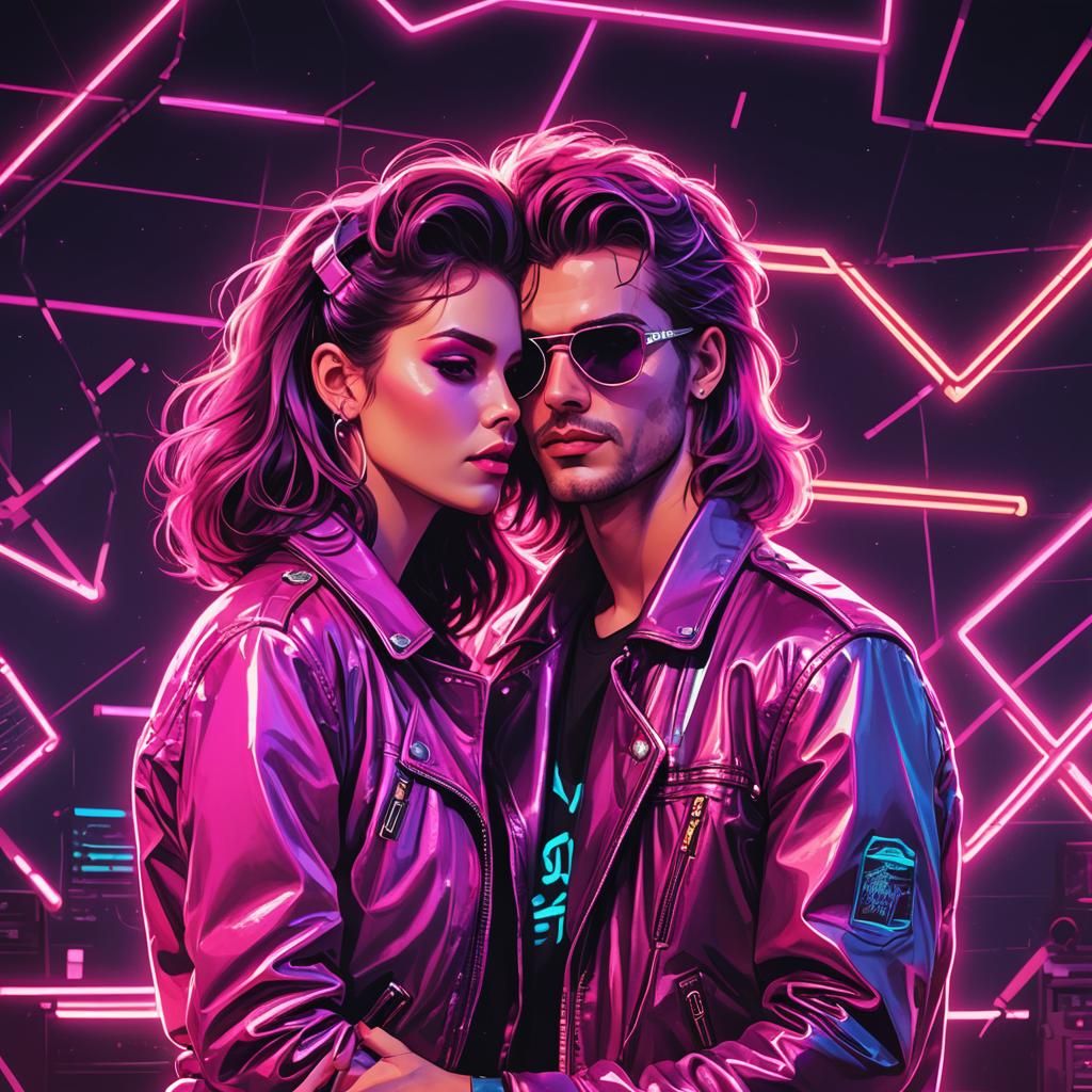 Young Rock Star in Synthwave Neon Style