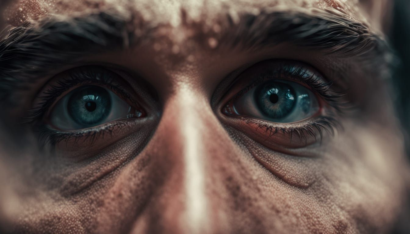 Hyperrealistic Vertigo Close-up in Moody Cinematic Style
