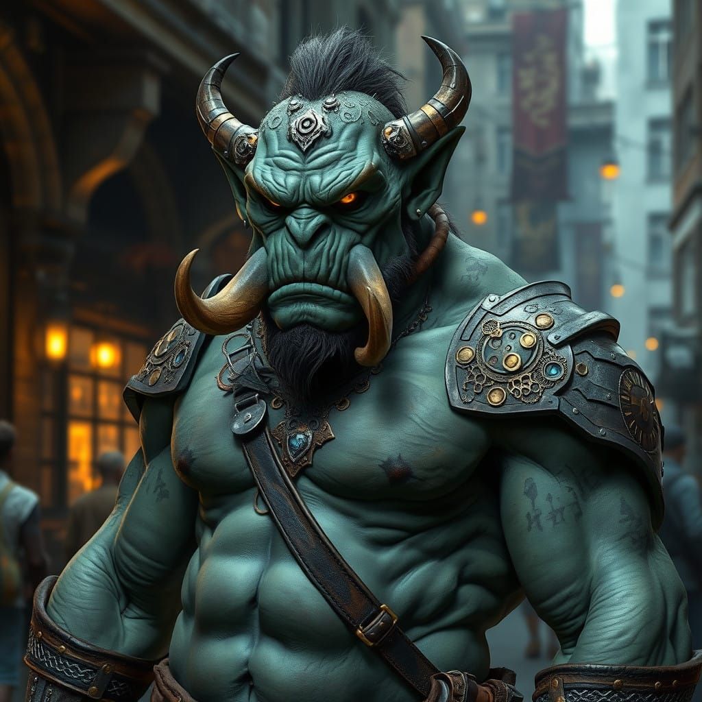 Fantastical Urban Orcs with Cybernetic Enhancements