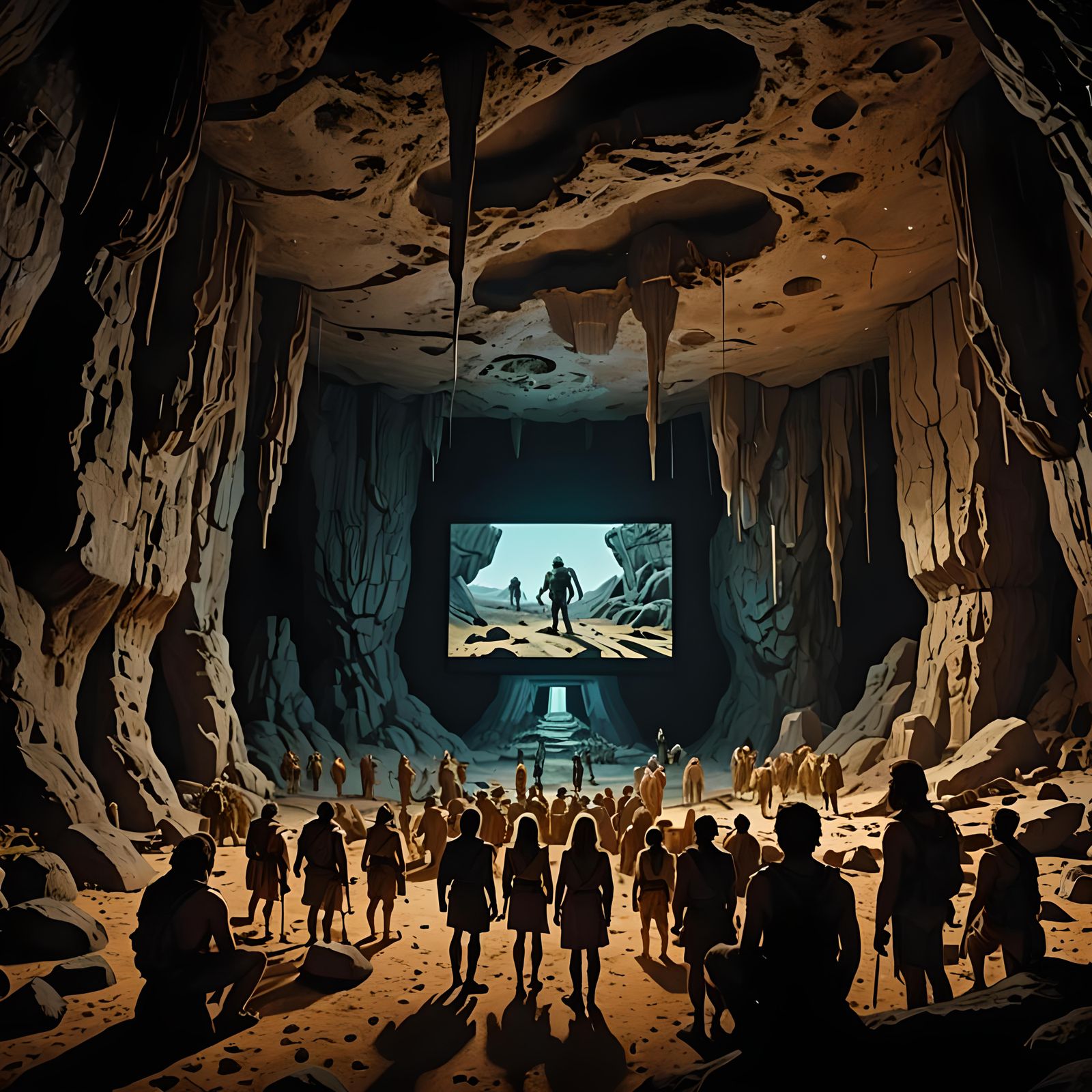 Cavemen Watching 2001 A Space Odyssey