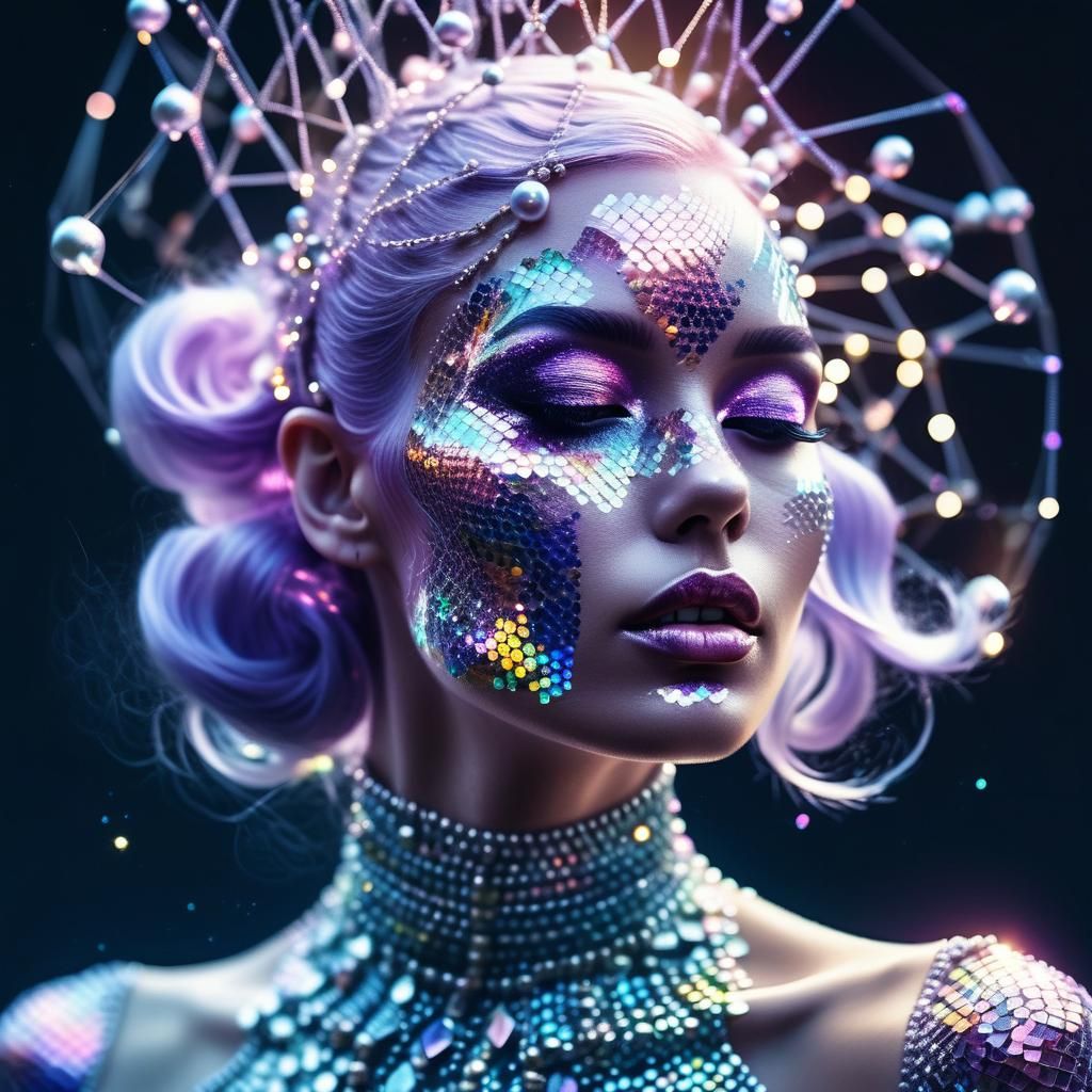 Galaxy Skin Woman in Double Exposure Style