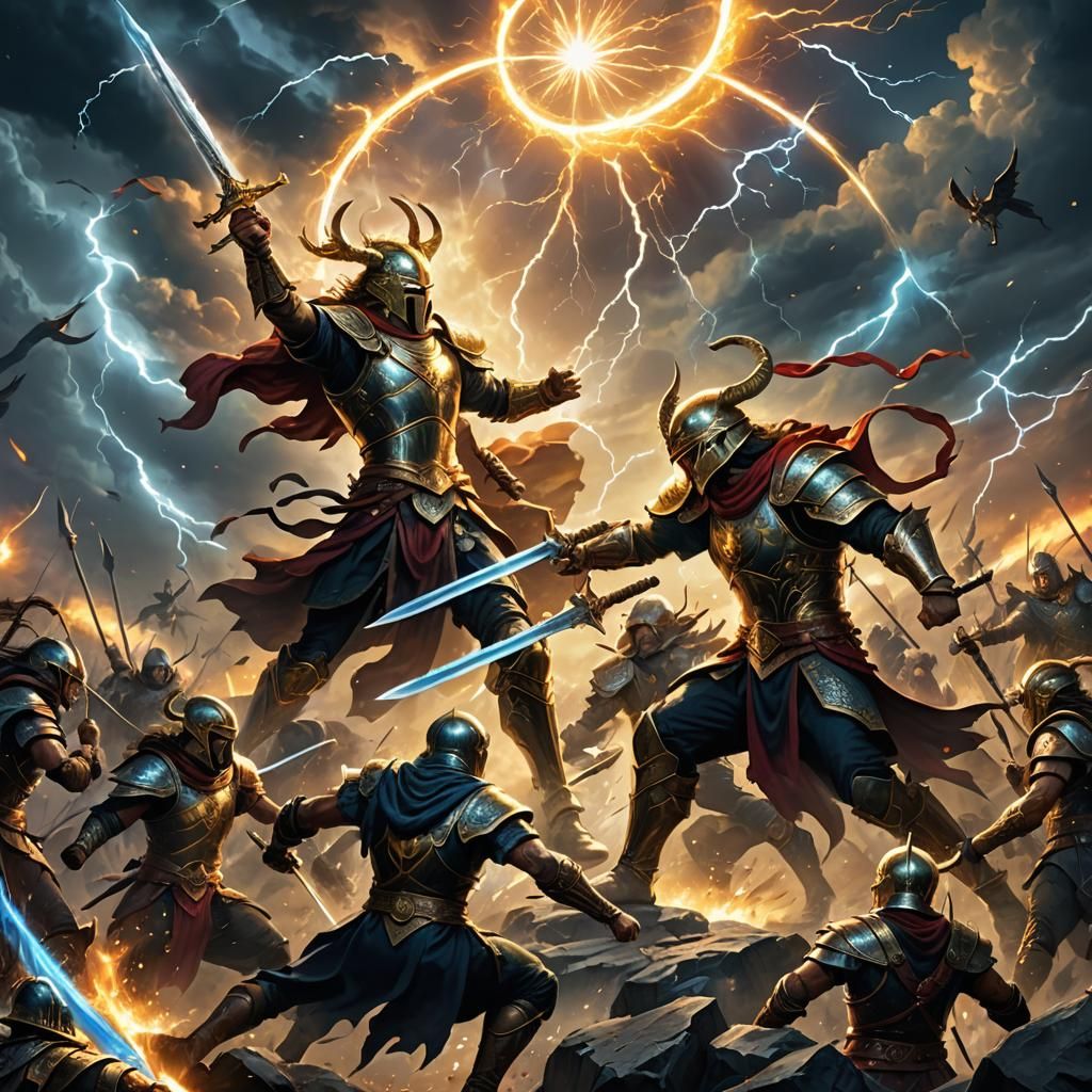 Epic Fantasy Battle with Star Ring Weapon