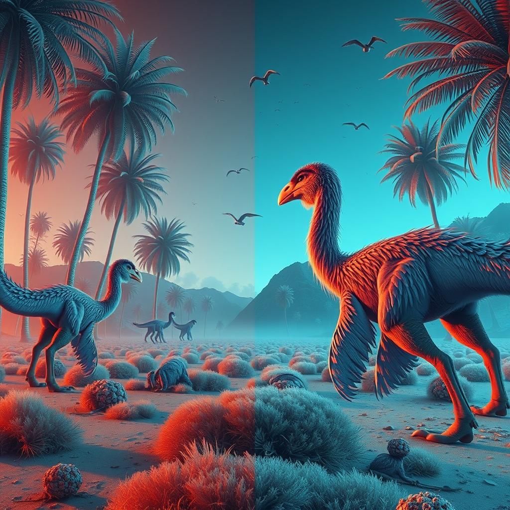 Cryptid Moa-Brontosaur with Stereoscopic Overlay
