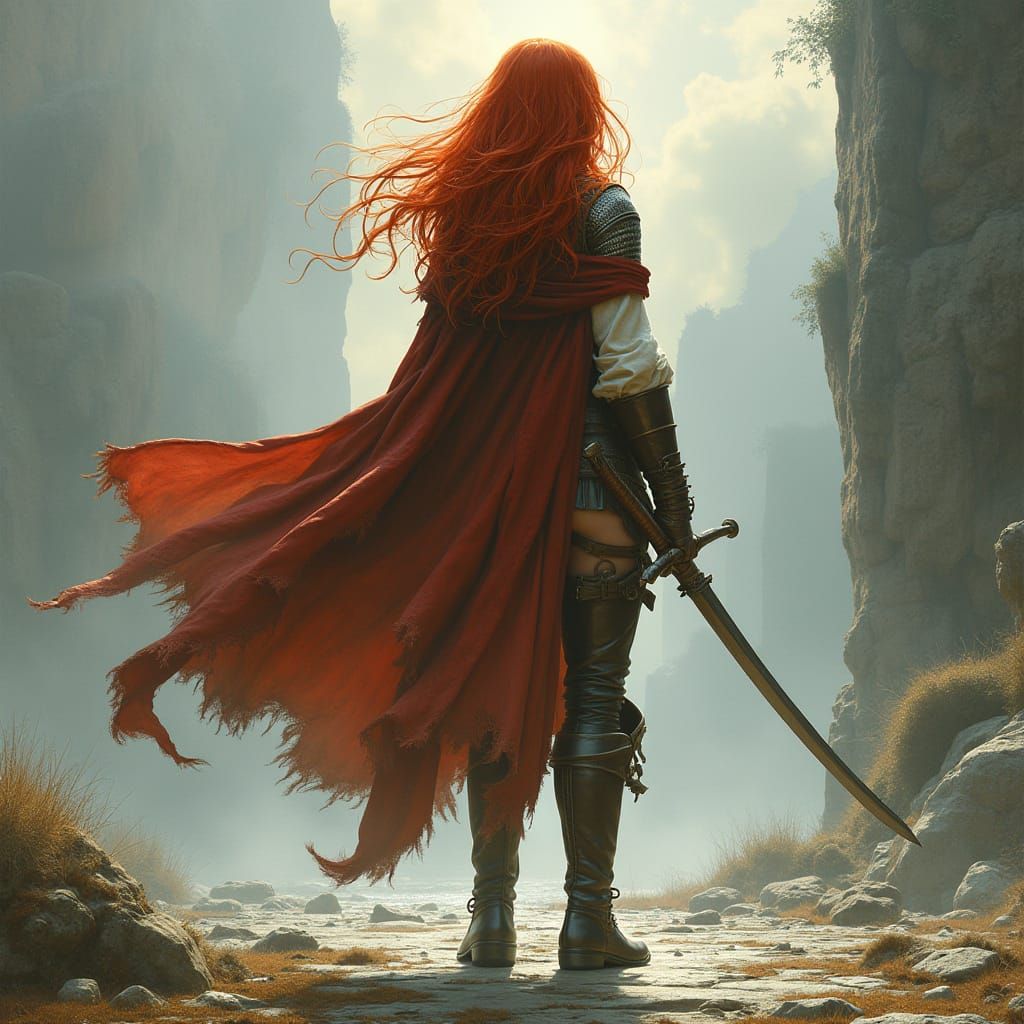 Ethereal Redhead Swashbuckler in Medieval Fantasy