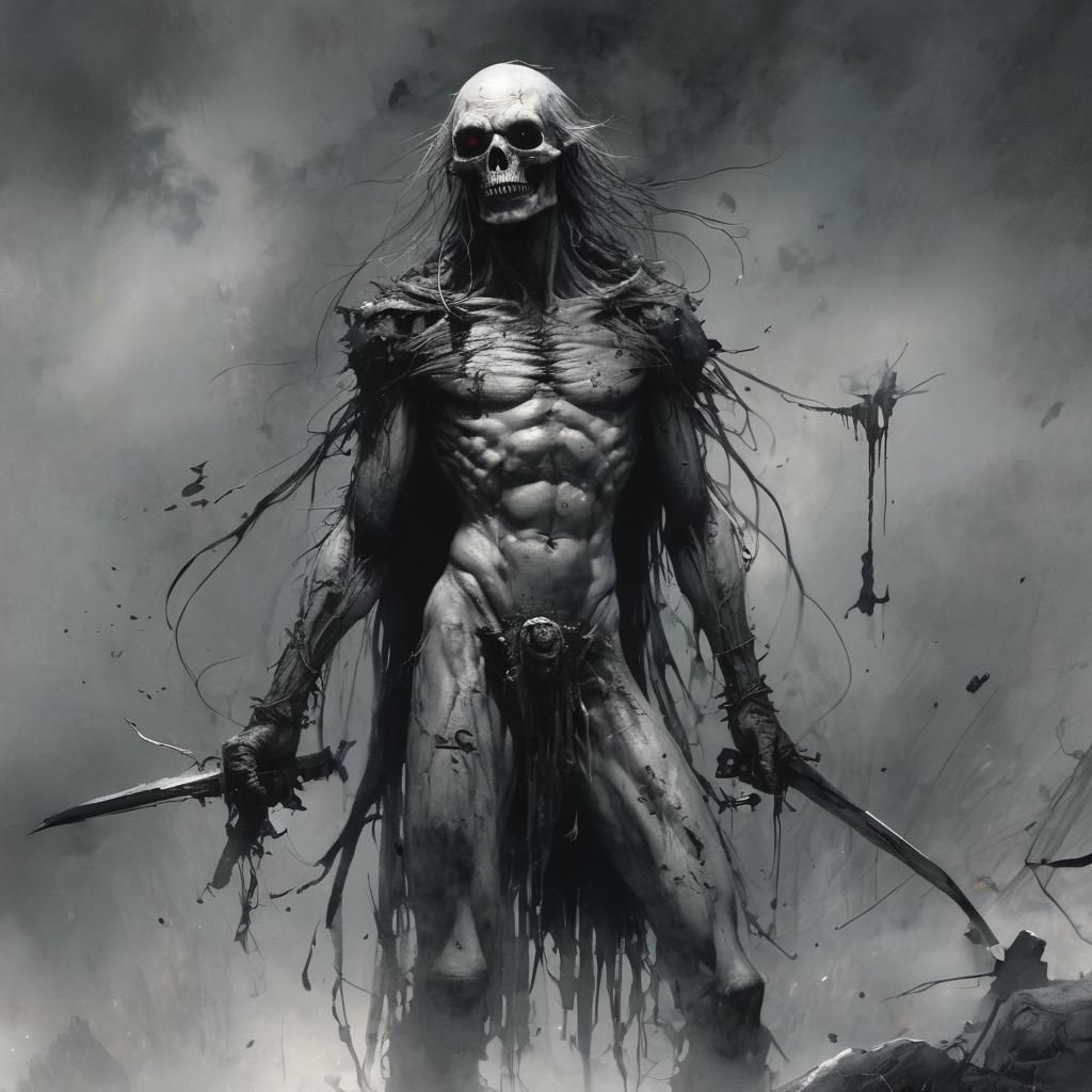 Grimdark Fantasy Illustration in a Dark Style