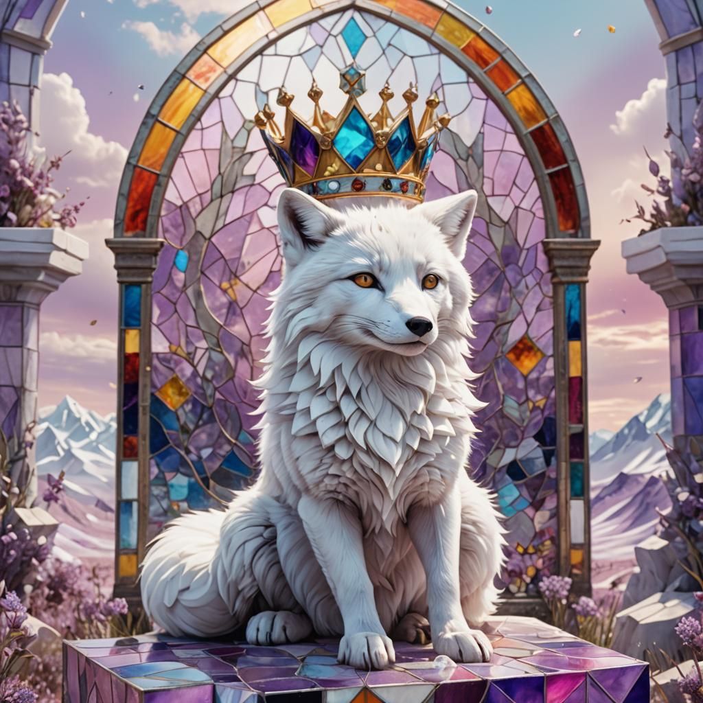 Stained Glass Fox in Lilac Wasteland