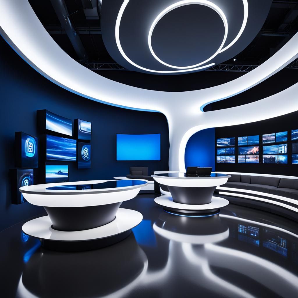 Modern Broadcast Studio with Curved Architecture