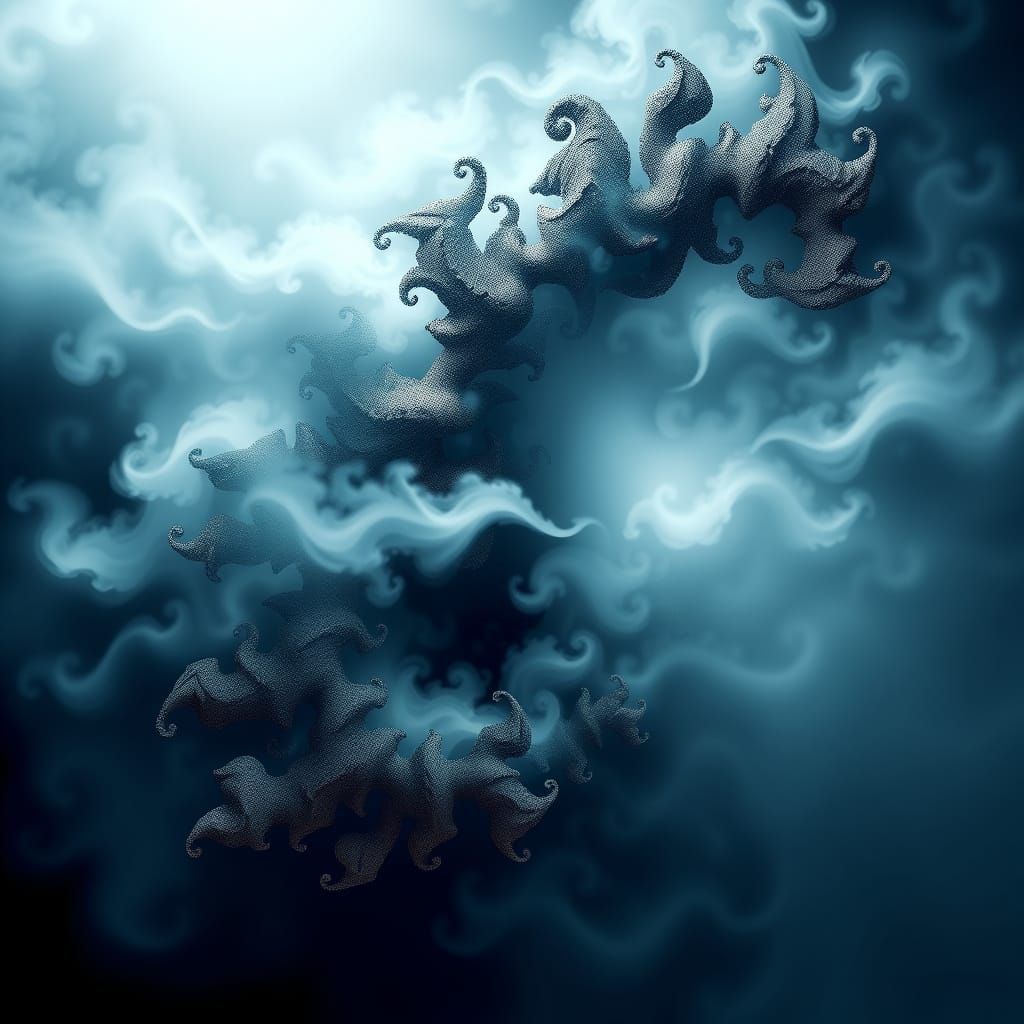 Ethereal Abstract Fractal with Zentangle Patterns